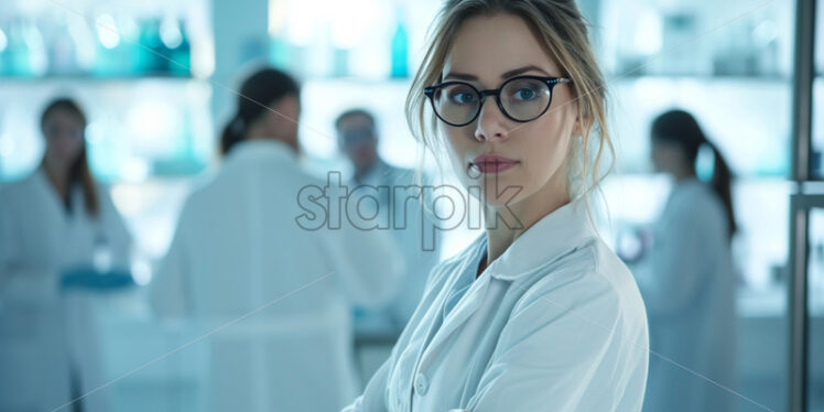 A young girl in a performing laboratory - Starpik Stock