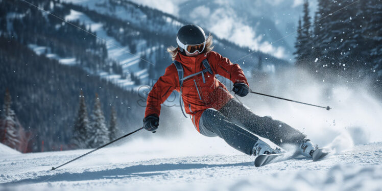 Action shot of a Ski Instructor - Starpik Stock