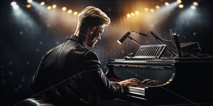 American man performing piano - Starpik Stock