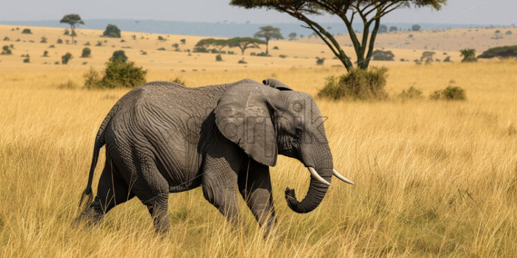 An African elephant in the savannah - Starpik Stock