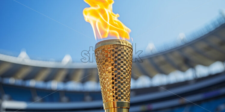 An Olympic torch on the background of a stadium - Starpik Stock