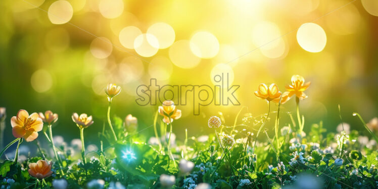 An abstract summer background with a field in bloom - Starpik Stock