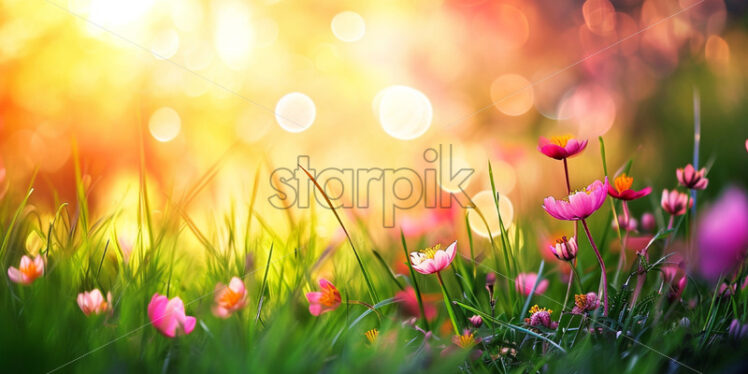 An abstract summer background with a field in bloom - Starpik Stock