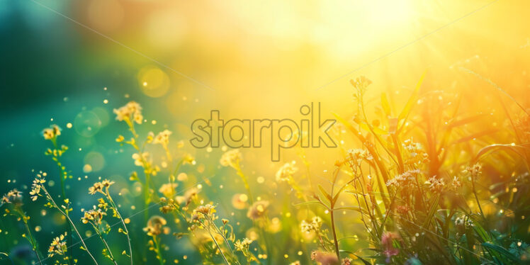 An abstract summer background with a field in bloom - Starpik Stock