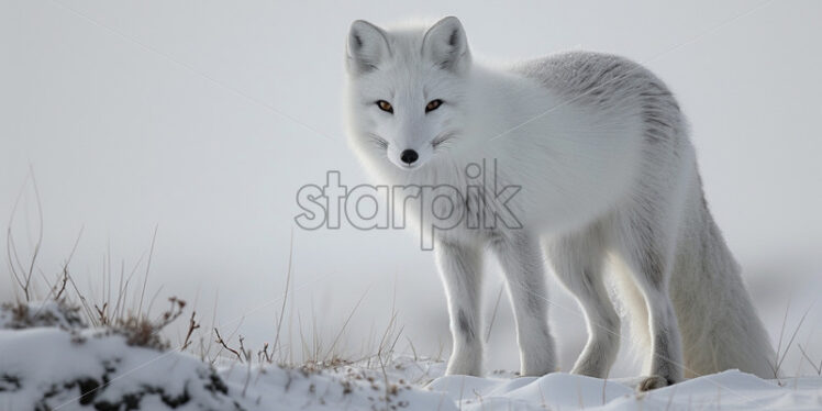 An arctic fox on an arctic plain - Starpik Stock