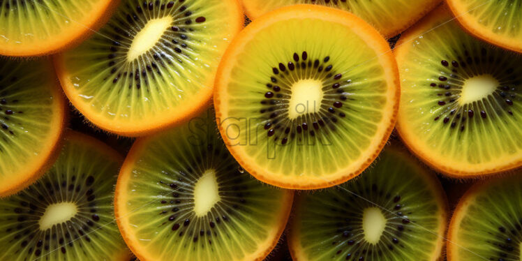 An artistic arrangement of orange and kiwi slices - Starpik Stock