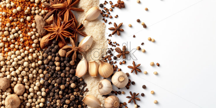 An assortment of whole spices like cloves, coriander, and cumin - Starpik Stock