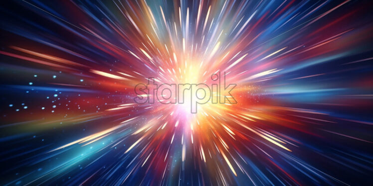 An explosion of light with colored rays - Starpik Stock