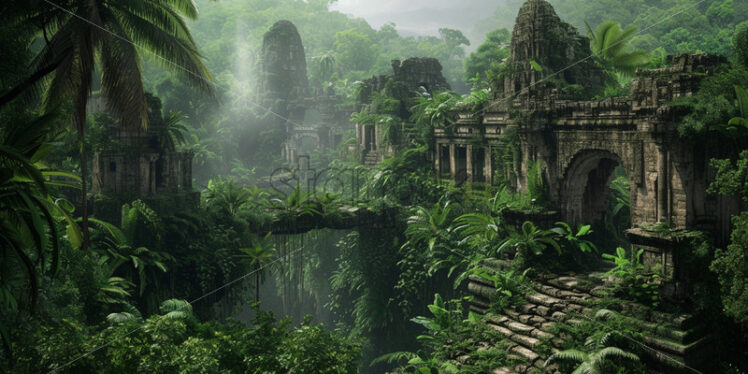 An old ruined temple in the jungle - Starpik Stock