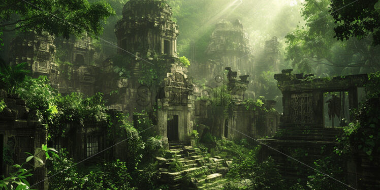 An old ruined temple in the jungle - Starpik Stock