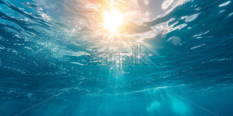 An underwater view of the sun in the sky - Starpik Stock