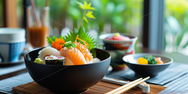 Artful presentation of Japanese sushi - Starpik Stock