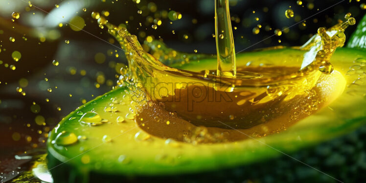 Avocado oil pouring mock up banner poster - Starpik Stock