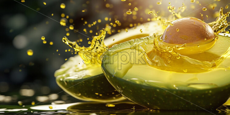 Avocado oil pouring mock up banner poster - Starpik Stock