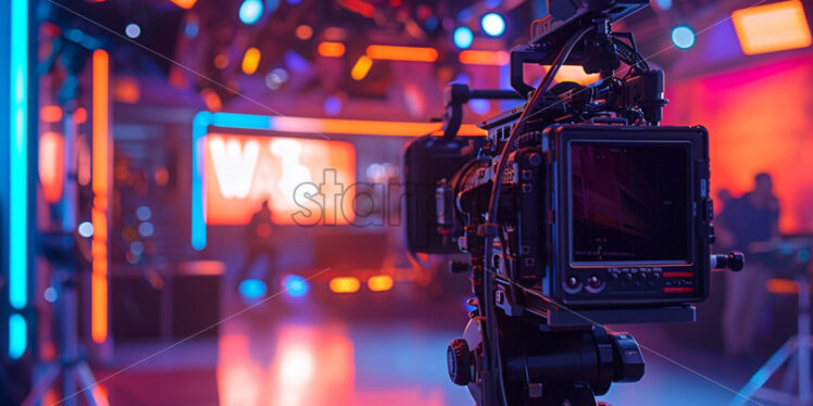 Backstage studio with colourful lights atmosphere - Starpik Stock