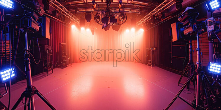 Backstage studio with colourful lights atmosphere - Starpik Stock