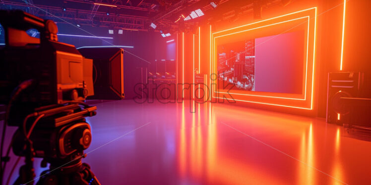 Backstage studio with colourful lights atmosphere - Starpik Stock