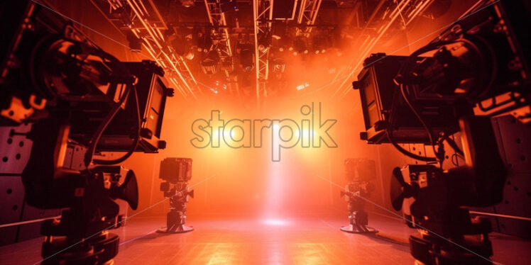 Backstage studio with colourful lights atmosphere - Starpik Stock