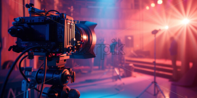 Backstage studio with colourful lights atmosphere - Starpik Stock