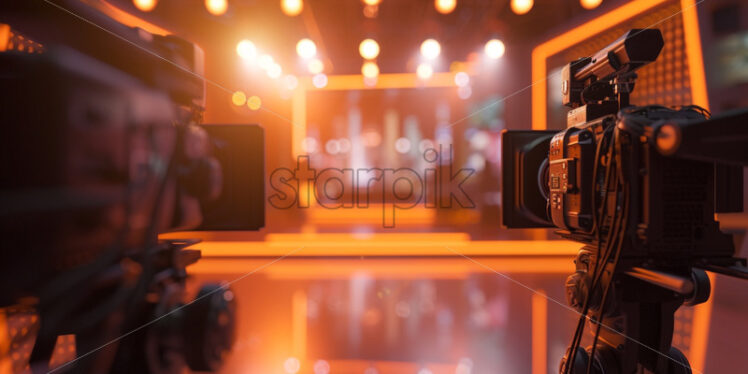 Backstage studio with colourful lights atmosphere - Starpik Stock