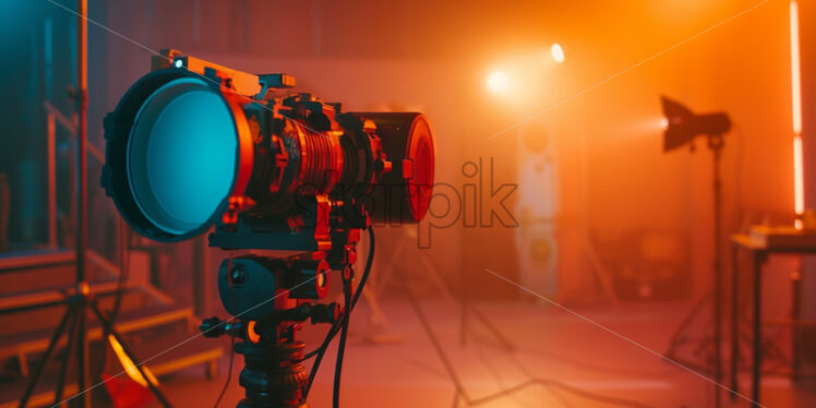 Backstage studio with colourful lights atmosphere - Starpik Stock