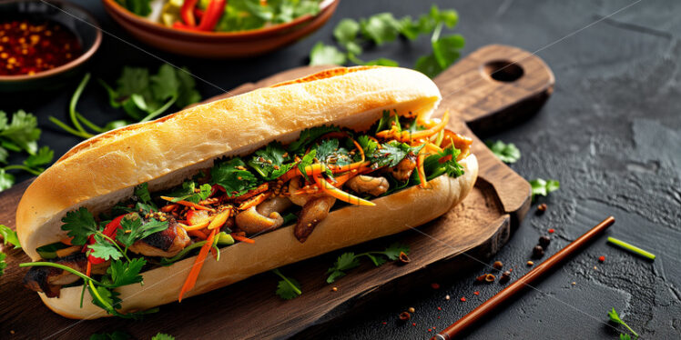 Bánh Mì delight on a rustic board - Starpik Stock