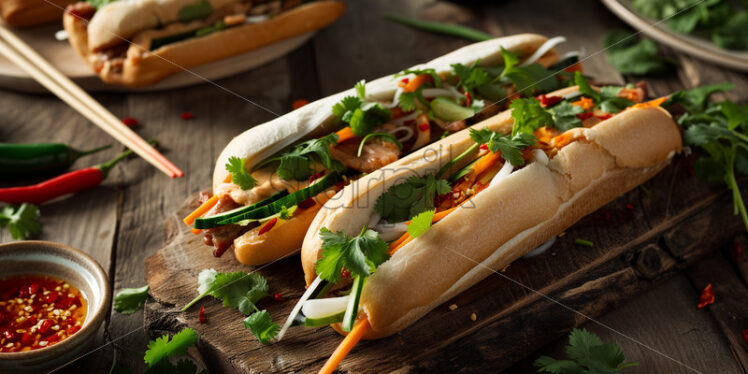 Bánh Mì on a rustic board - Starpik Stock