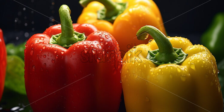 Bell peppers with water drops, pattern - Starpik Stock