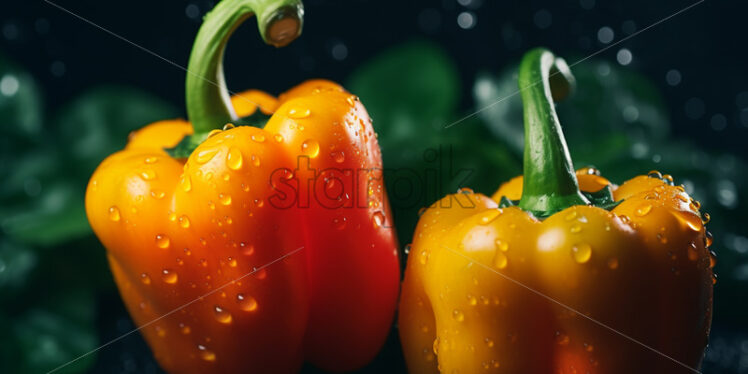 Bell peppers with water drops, pattern - Starpik Stock