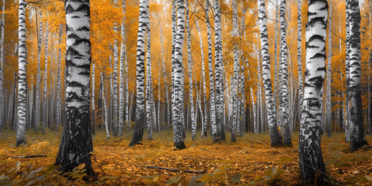 Birch trees forest, beautiful fall autumn nature - Starpik Stock