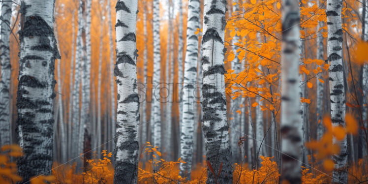 Birch trees forest, beautiful fall autumn nature - Starpik Stock