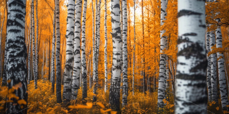 Birch trees forest, beautiful fall autumn nature - Starpik Stock