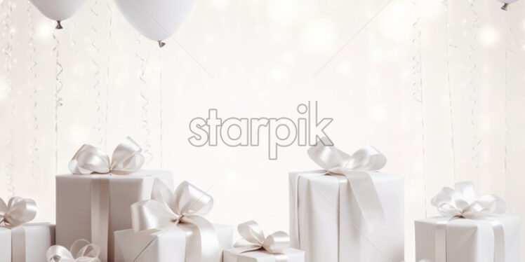 Birthday balloons with gift boxes.Party concept - Starpik Stock