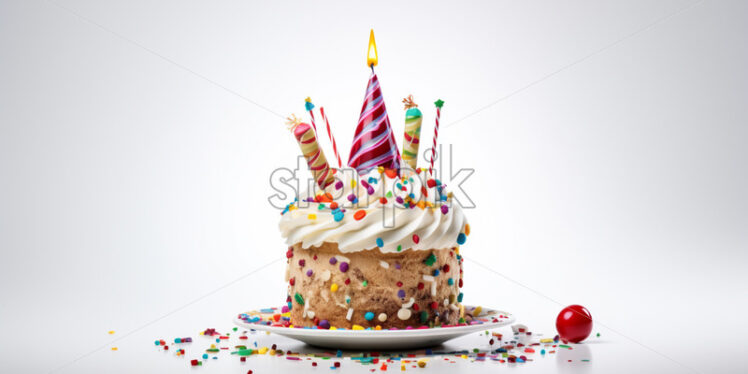 Birthday celebration cupcake, isolate on white background - Starpik Stock