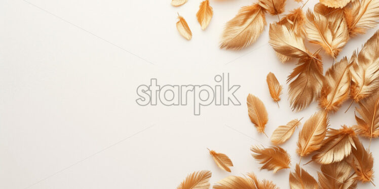 Blank surface with golden feather foliage  - Starpik Stock