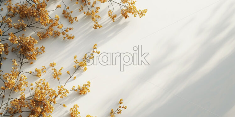 Blank surface with golden flowers foliage - Starpik Stock