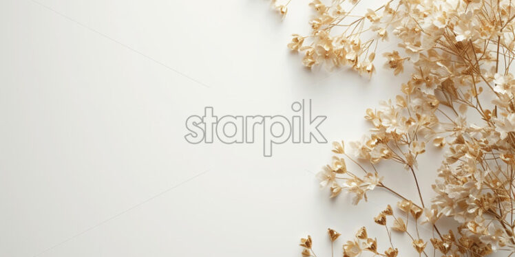 Blank surface with golden flowers foliage - Starpik Stock