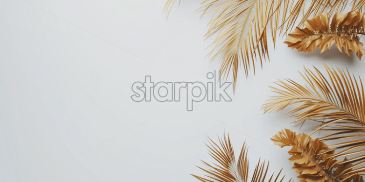 Blank surface with golden palm foliage - Starpik Stock