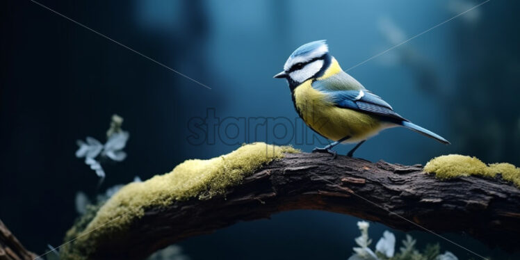 Blue tit on a branch of a tree - Starpik Stock