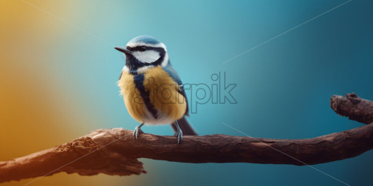 Blue tit on a branch of a tree - Starpik Stock