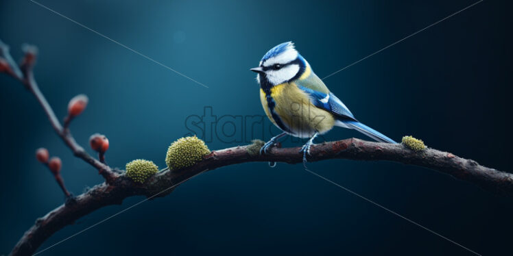 Blue tit on a branch of a tree - Starpik Stock