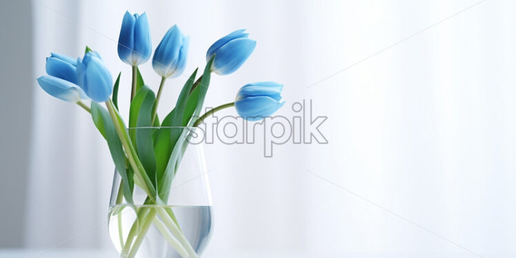 Blue tulips in a glass vase - Starpik Stock