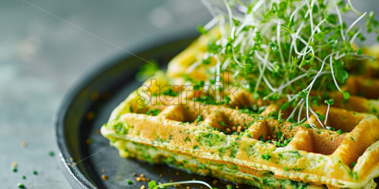 Broccoli and zucchini  waffles healthy breakfast - Starpik Stock