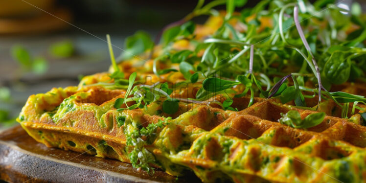 Broccoli and zucchini waffles healthy breakfast - Starpik Stock