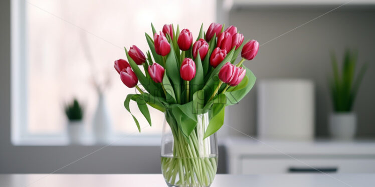 Burgundy tulips in a glass vase - Starpik Stock