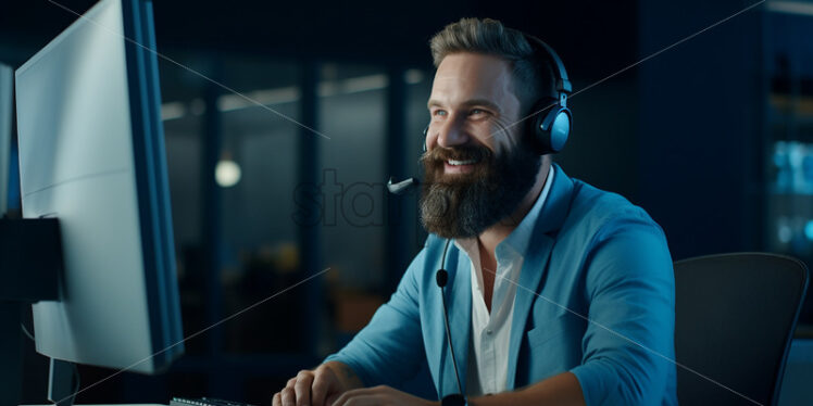 Call center agent doing his job wearing  casual - Starpik Stock