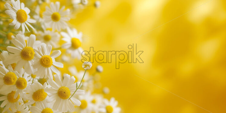 Camomile frame border on yellow background - Starpik Stock