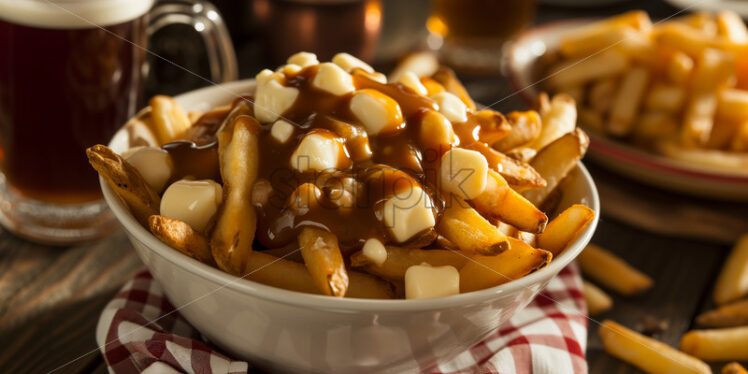 Canadian Poutine served in a rustic dish - Starpik Stock