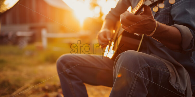  Candid shot of a bluegrass musician - Starpik Stock