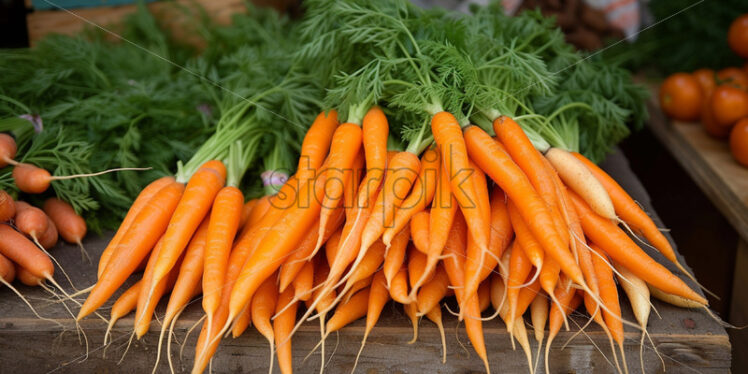 Carrot on a table with fresh vegetables - Starpik Stock